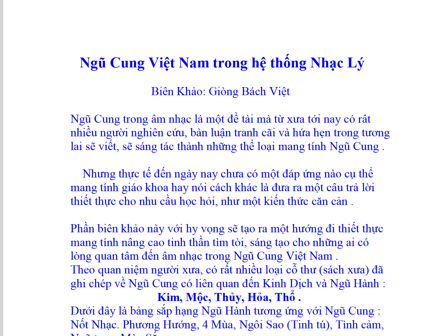 TÀI LIỆU Ngũ Cung Việt Nam trong hệ thống Nhạc Lý