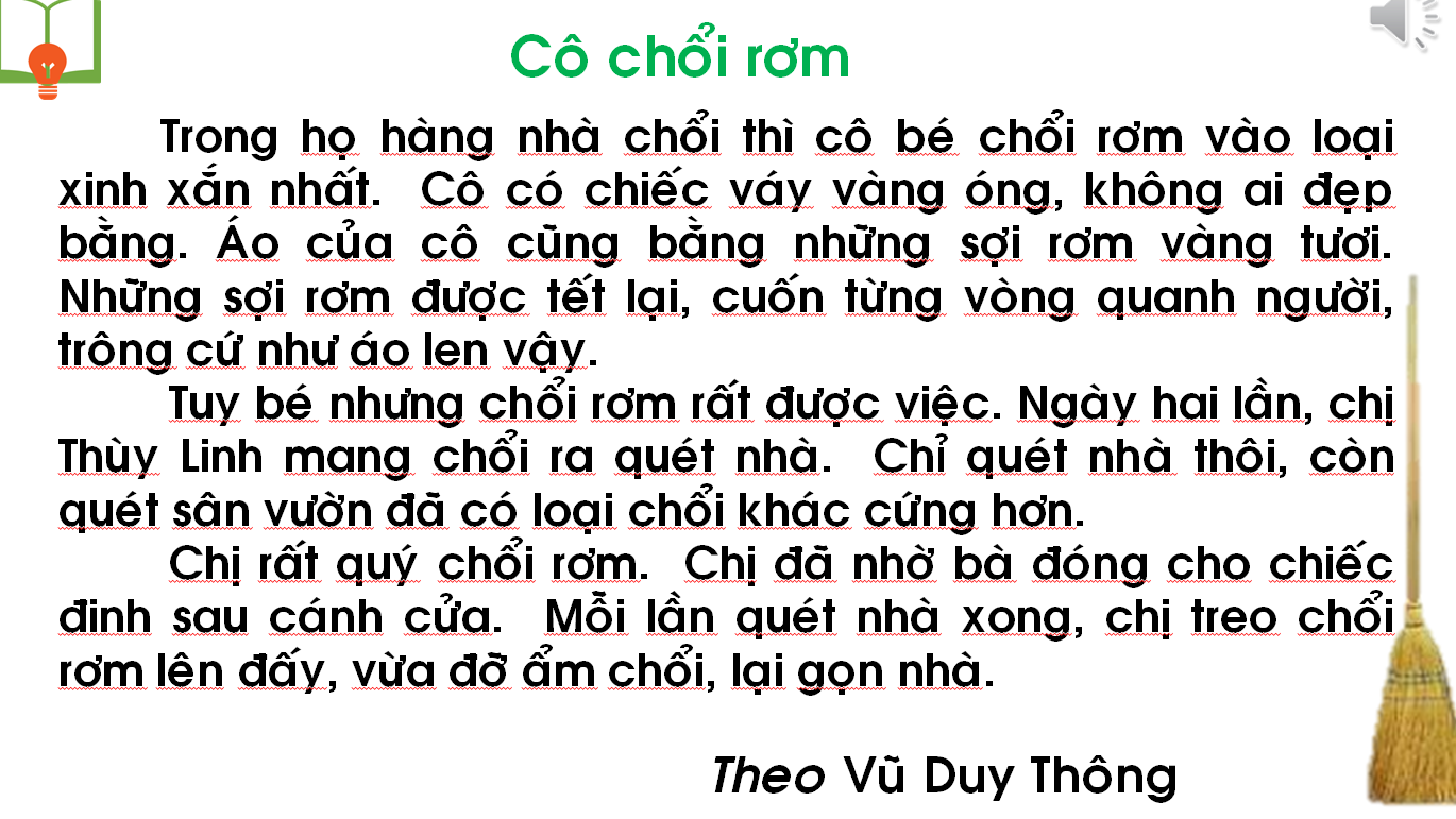 [Powerpoint] Giáo án điện tử Tiếng Việt lớp 1 (tập 2) - Bài 1: Cô chổi rơm (2 tiết)