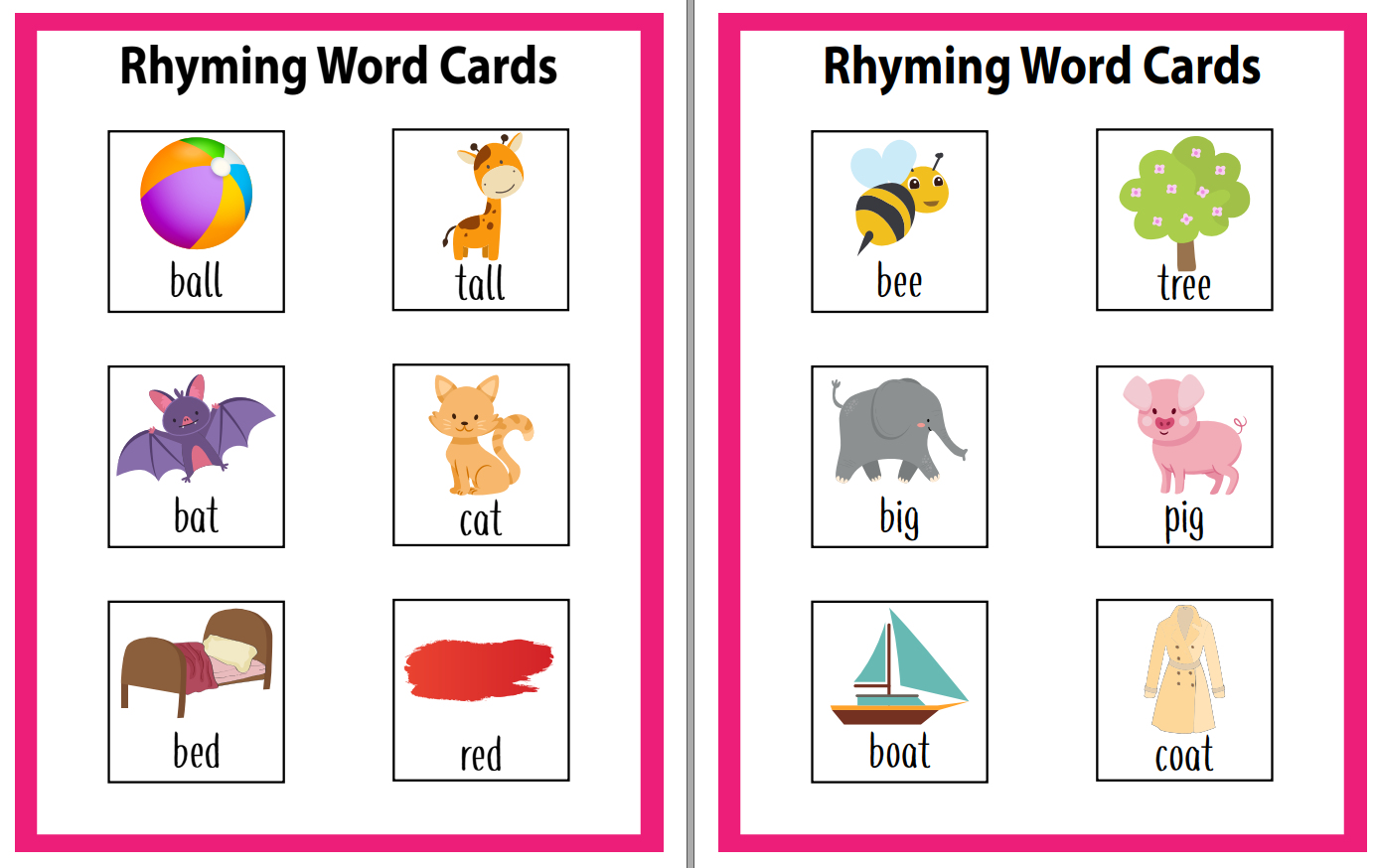 TIẾNG ANH MẦM NON - Rhyming Word Cards