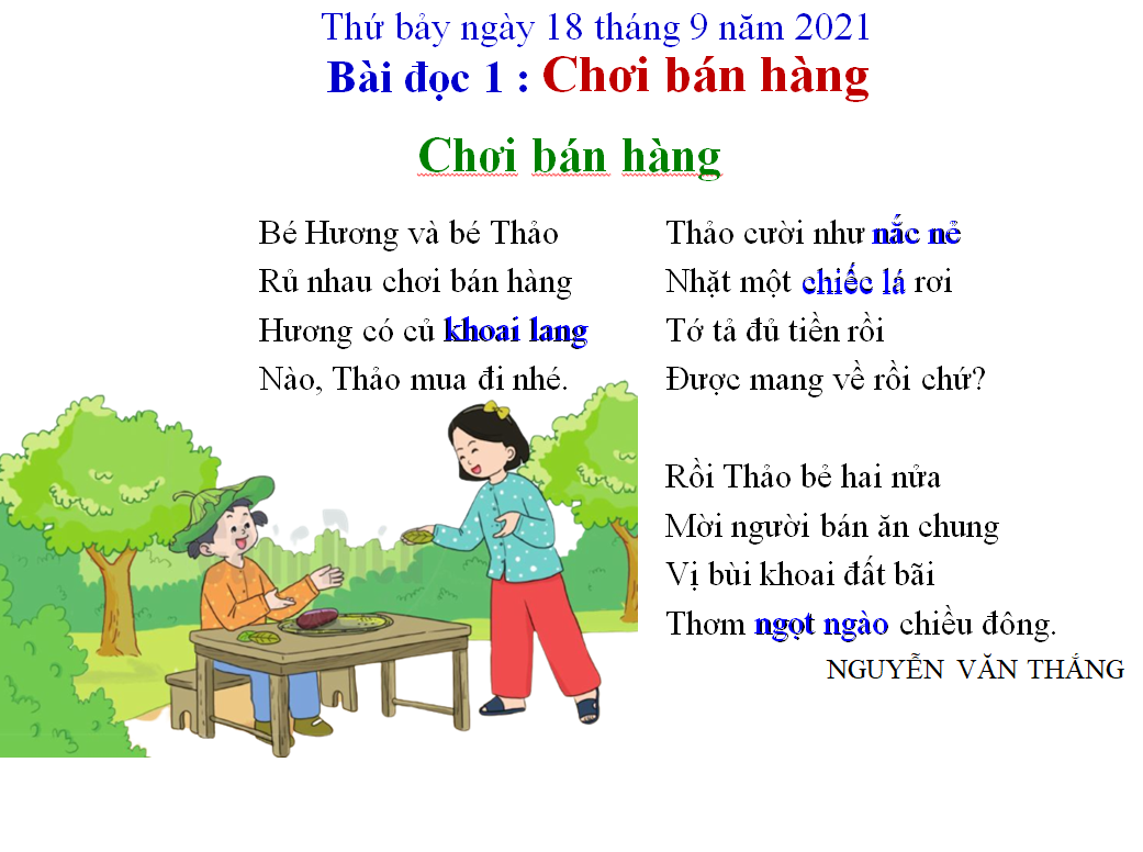 [Powerpoint] Giáo án điện tử Tiếng Việt lớp 2 - BÀI ĐỌC 1: CHƠI BÁN HÀNG (thao giảng dự giờ)