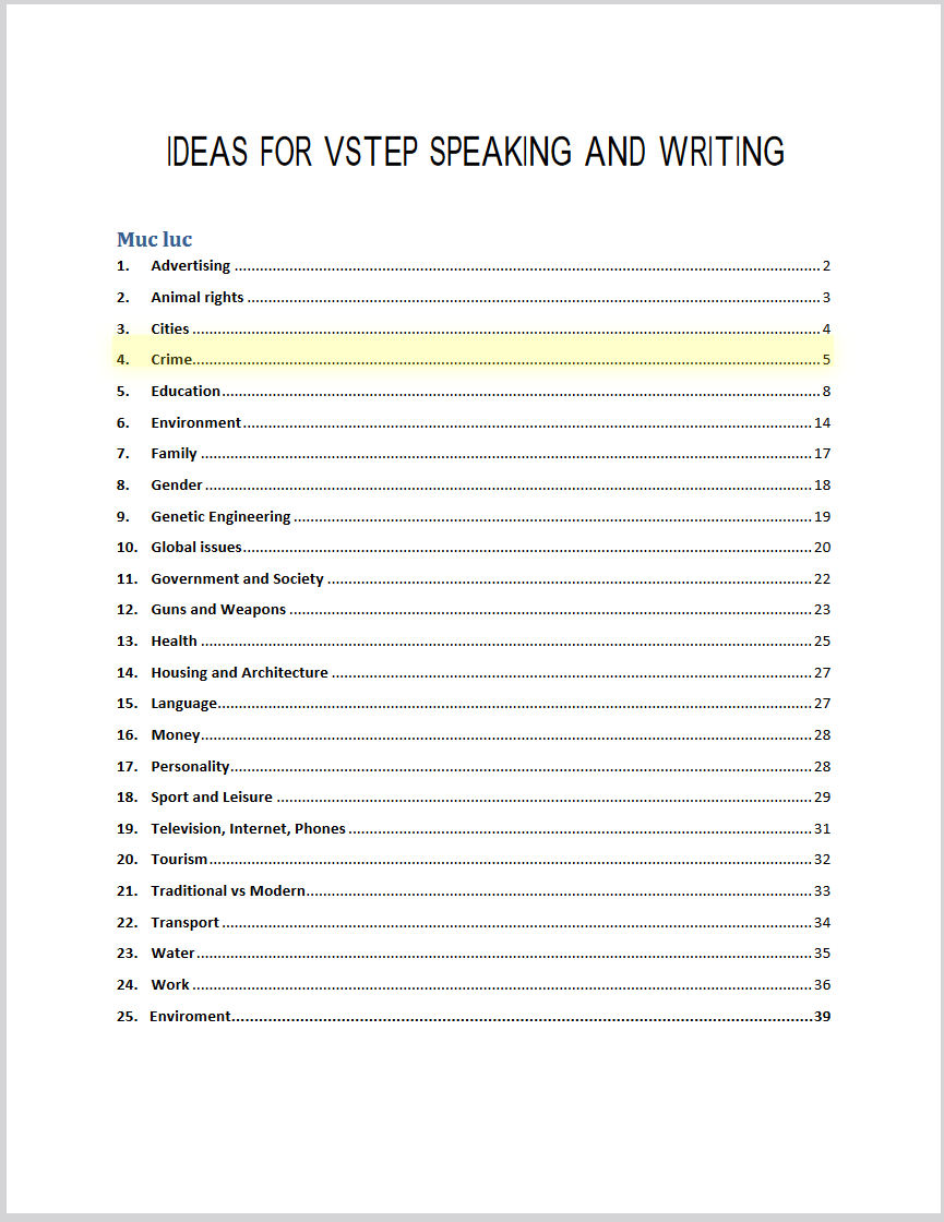 Tài liệu ôn thi ielts writing: IDEAS FOR VSTEP SPEAKING AND WRITING