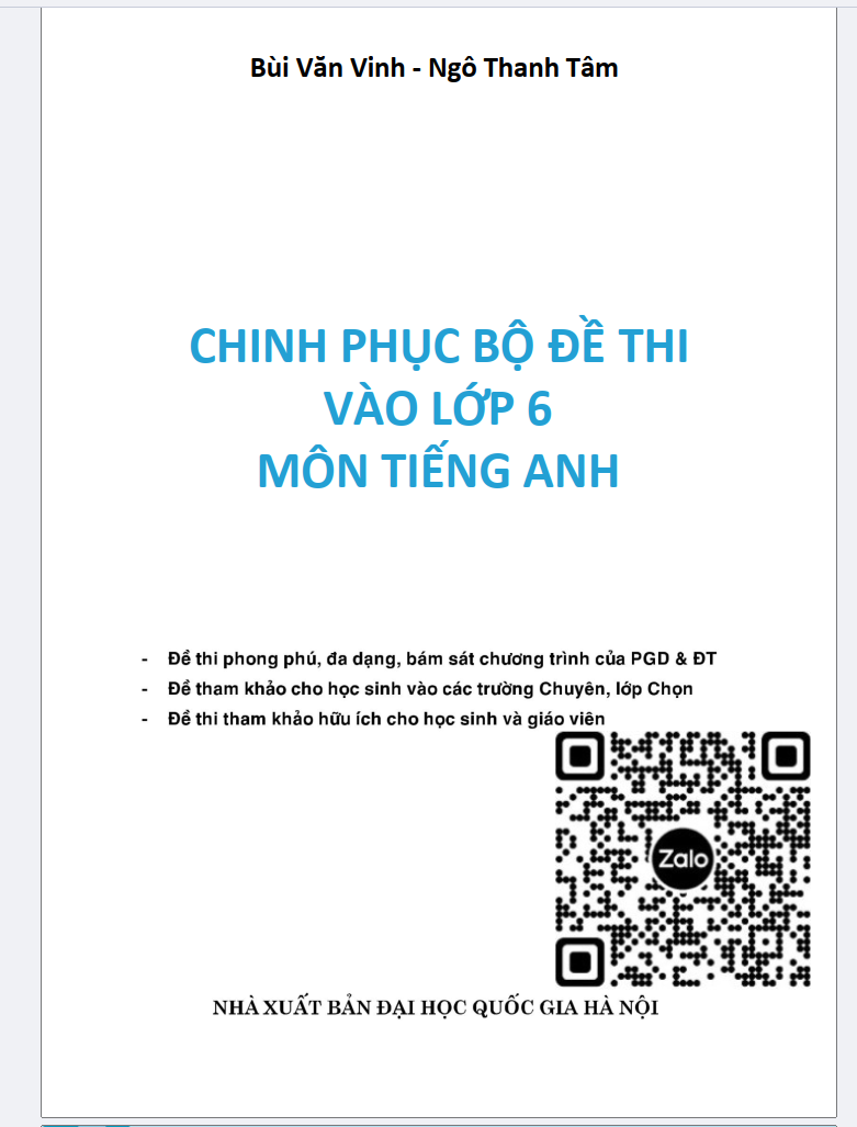 TÀI LIỆU Chinh phục đề thi tiếng anh vào lớp 6 (có đáp án) pdf LINK DRIVE