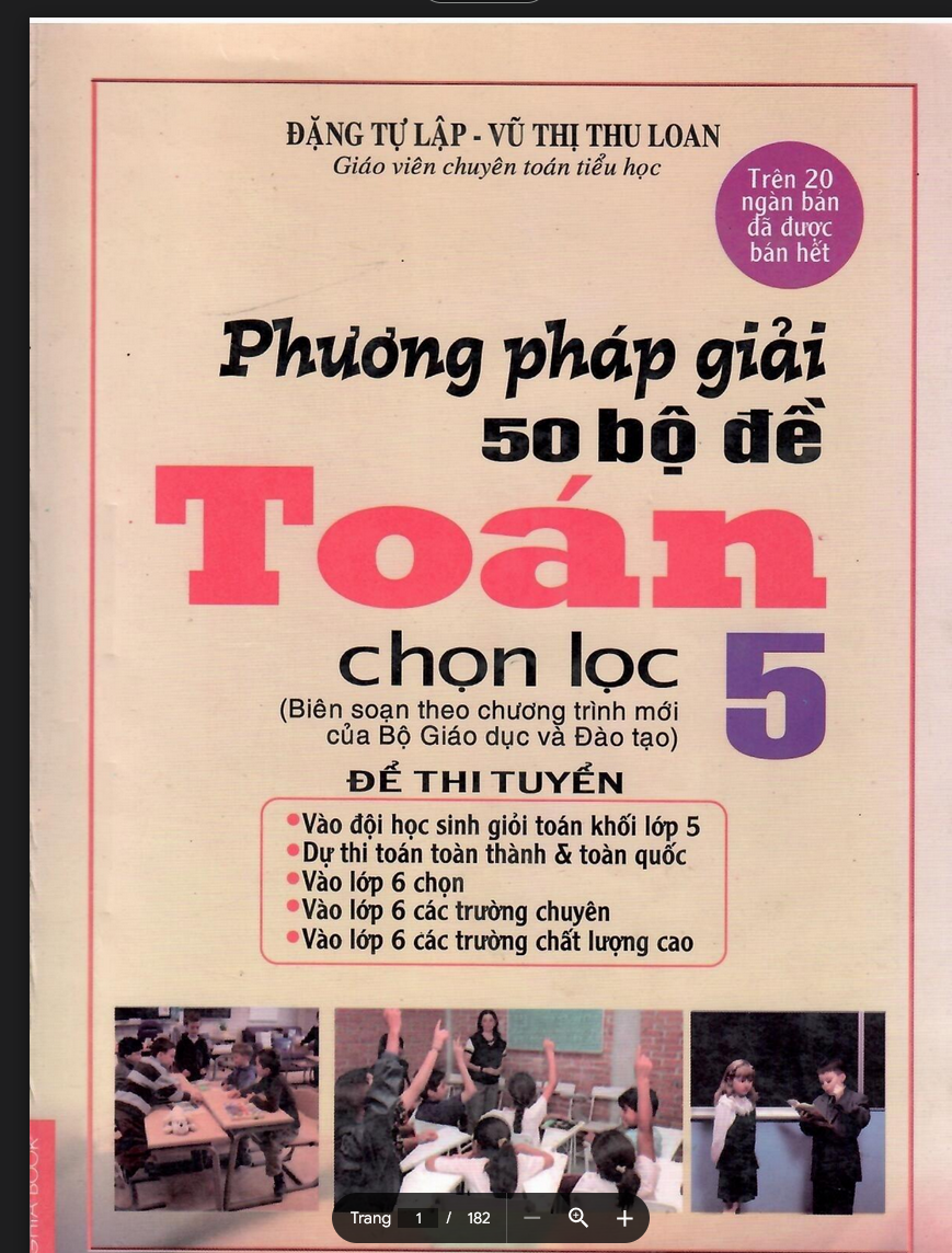 TÀI LIỆU SÁCH PHƯƠNG PHÁP GIẢI 50 BỘ ĐỀ TOÁN 5 CHỌN LỌC 2008 PDF LINK DRIVE