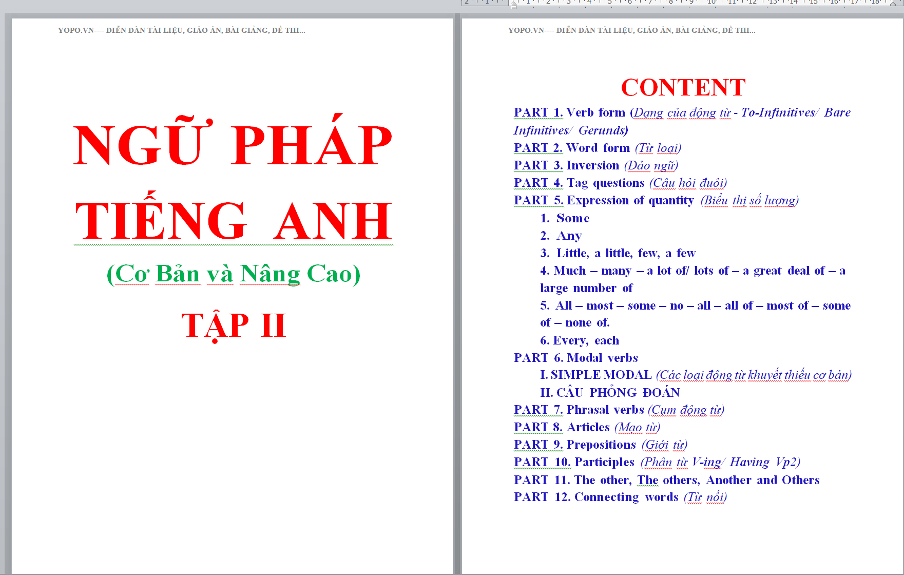 Ngữ pháp tiếng anh lớp 11 chương trình mới (Cơ Bản và Nâng Cao) TẬP II BÙI VĂN VINH FILE WORD