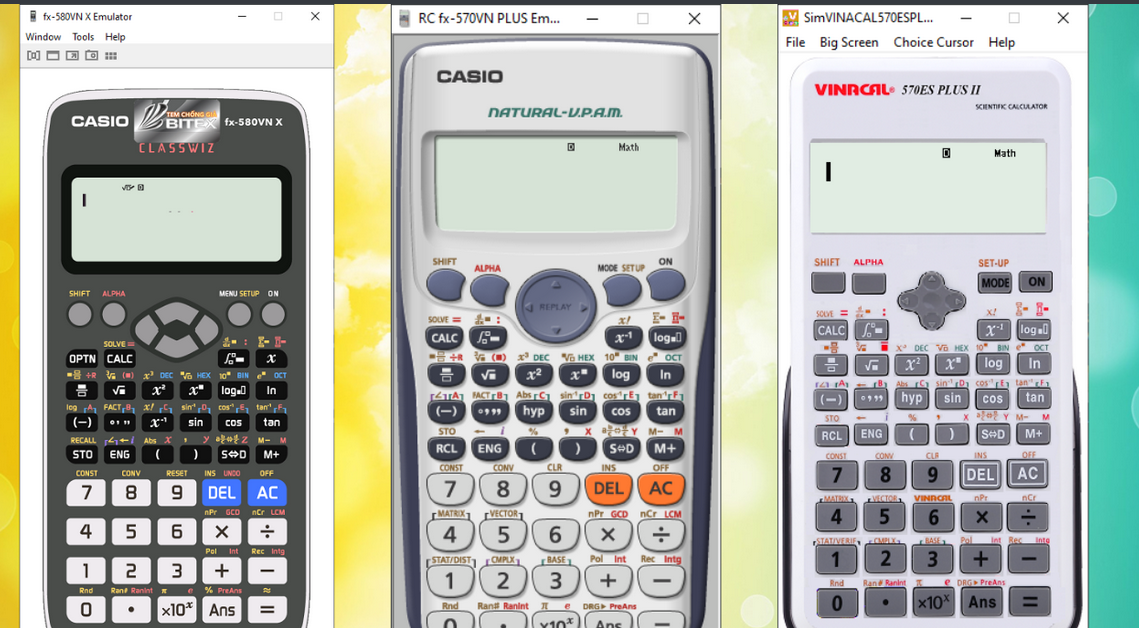 Tải phần mềm giả lập casio fx 570vn plus, phần mềm giả lập máy tính casio fx 580vnx crack FX-580VN X + FX-570VN Plus + VINACAL 570ES Plus FLINK DRIVE