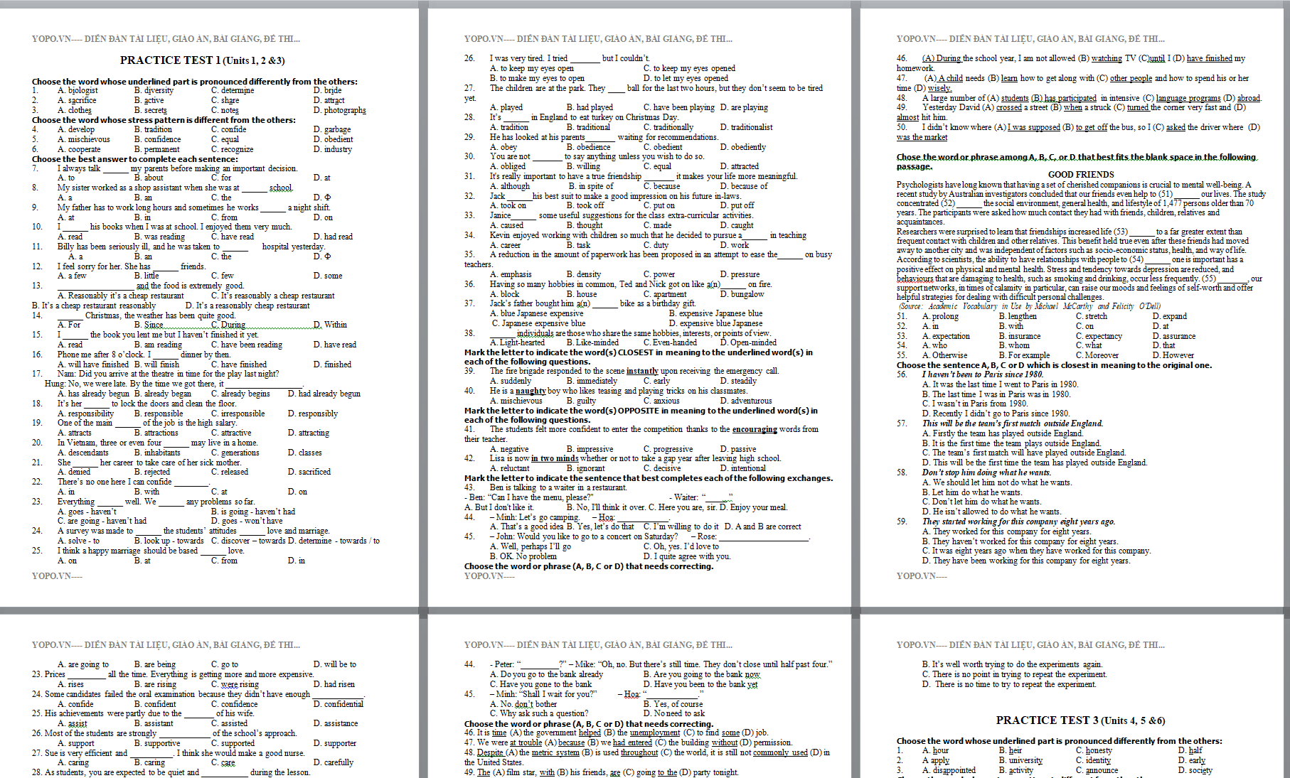 Đề cương ôn thi tốt nghiệp tiếng anh lớp 12 NĂM 2024-2025 PRACTICE TESTS FOR GCSE EXAM 2024