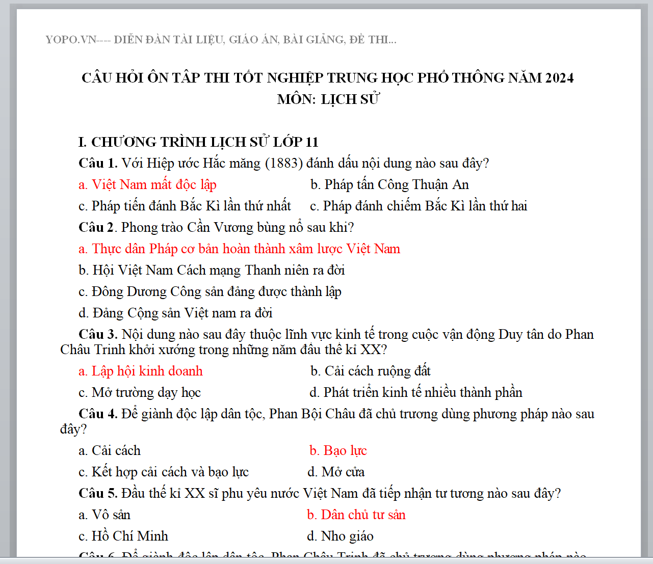 Tài liệu ôn tập thi TN THPT - môn Lịch sử lớp 12, Tổng hợp kiến thức lịch sử 12 thi thpt quốc gia NĂM 2024