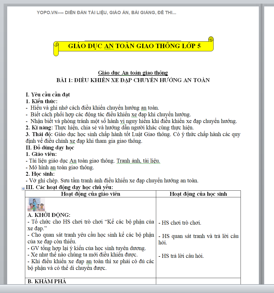 GIÁO ÁN, Kế hoạch bài dạy an toàn giao thông lớp 5 NĂM 2024-2025