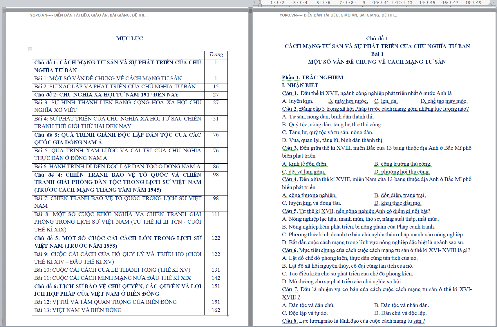 BỘ CÂU HỎI TRẮC NGHIỆM VÀ TỰ LUẬN LỊCH SỬ 11 THEO CHƯƠNG TRÌNH 2018 NĂM 2023-2024 FILE WORD