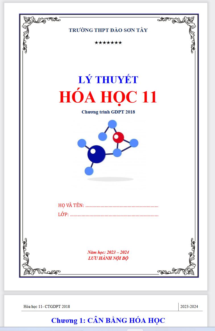 TÀI LIỆU Tổng hợp lý thuyết hóa học 11 Chương trình GDPT 2018 PDF