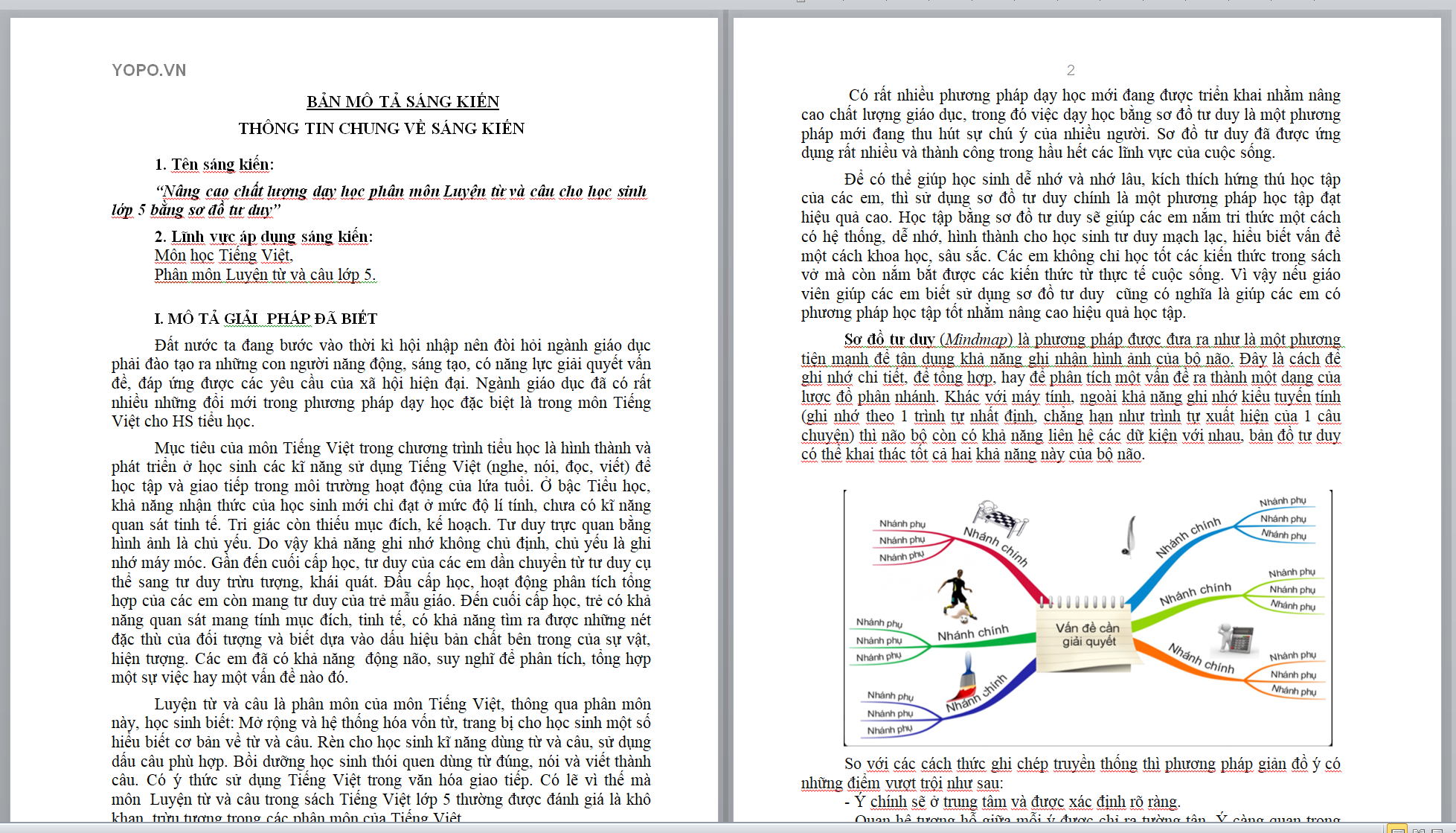 WORD + POWERPOINT SKKN “Nâng cao chất lượng dạy học phân môn Luyện từ và câu cho học sinh lớp 5 bằng sơ đồ tư duy” NĂM 2023