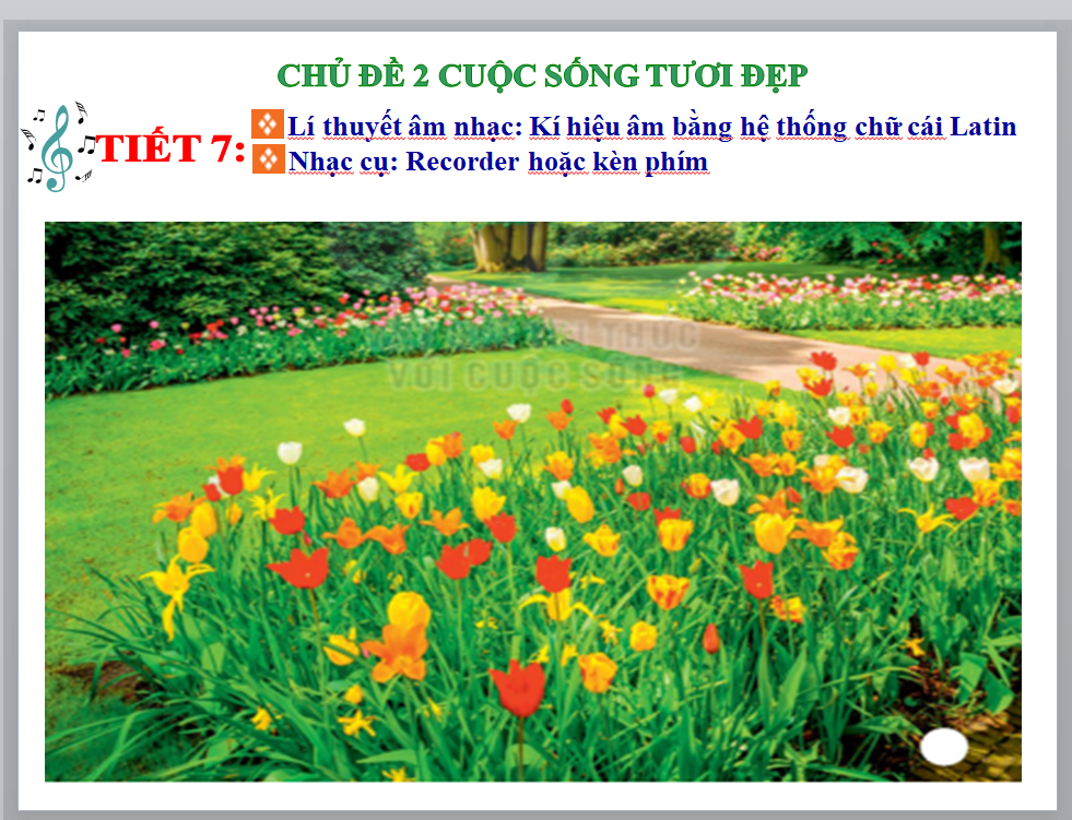 PPT Giáo án điện tử âm nhạc 6 kntt CHỦ ĐỀ 2 CUỘC SỐNG TƯƠI ĐẸP TIẾT 7 Lí thuyết Kí hiệu âm bằng hệ thống chữ cái Latin,Nhạc cụ: Recorder hoặc kèn phím