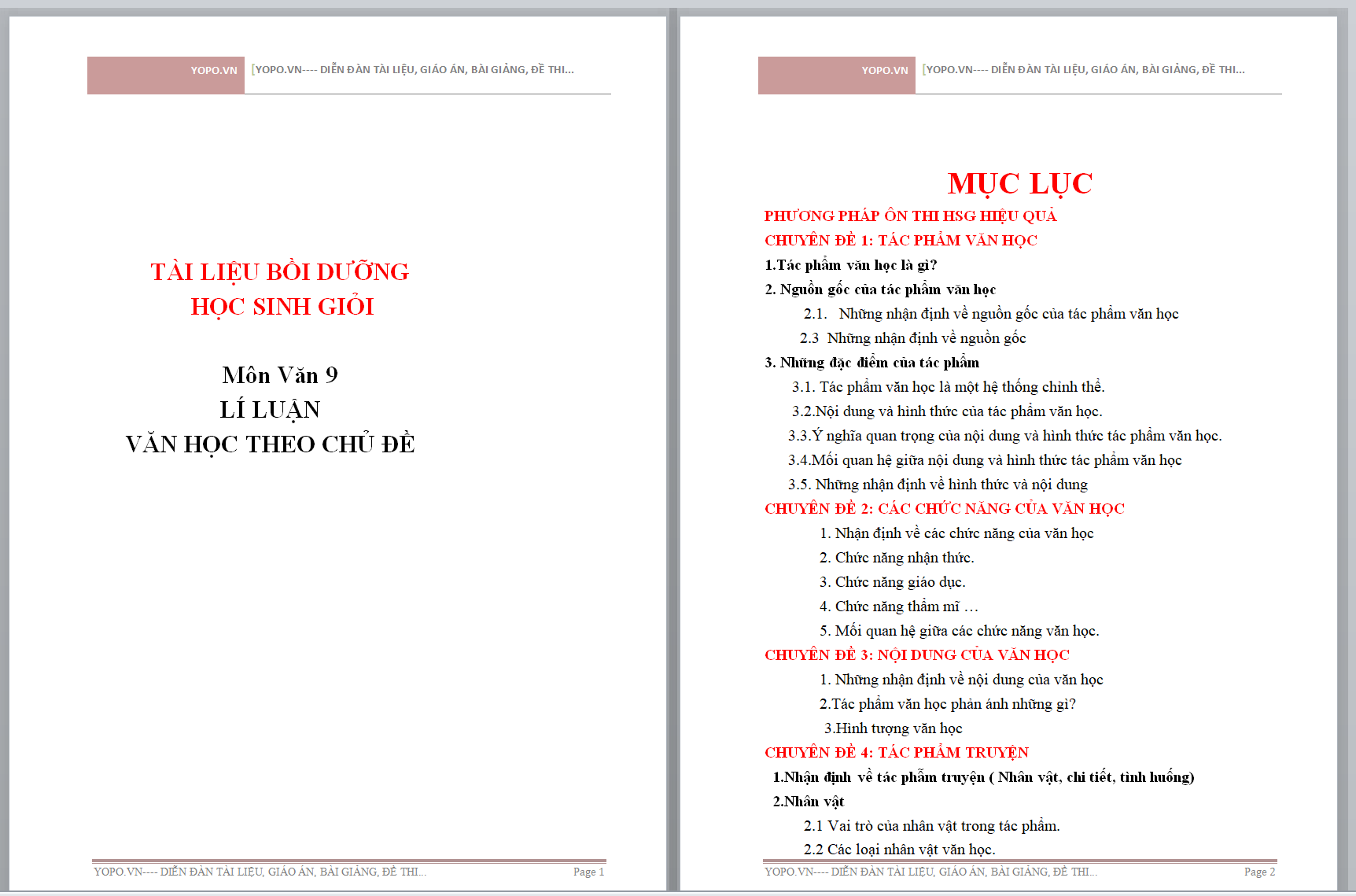 TÀI LIỆU BỒI DƯỠNG HỌC SINH GIỎI Môn Văn 9 LÍ LUẬN VĂN HỌC THEO CHỦ ĐỀ CHƯƠNG TRÌNH MỚI