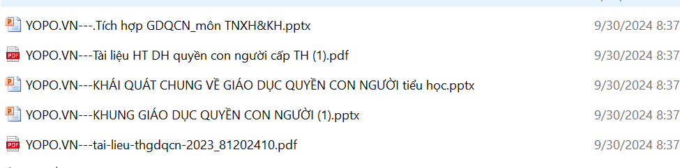 TUYỂN TẬP Tài liệu tập huấn dạy học tích hợp ở trường tiểu học, KHÁI QUÁT CHUNG VỀ GIÁO DỤC QUYỀN CON NGƯỜI tiểu học NĂM 2024-2025 link drive