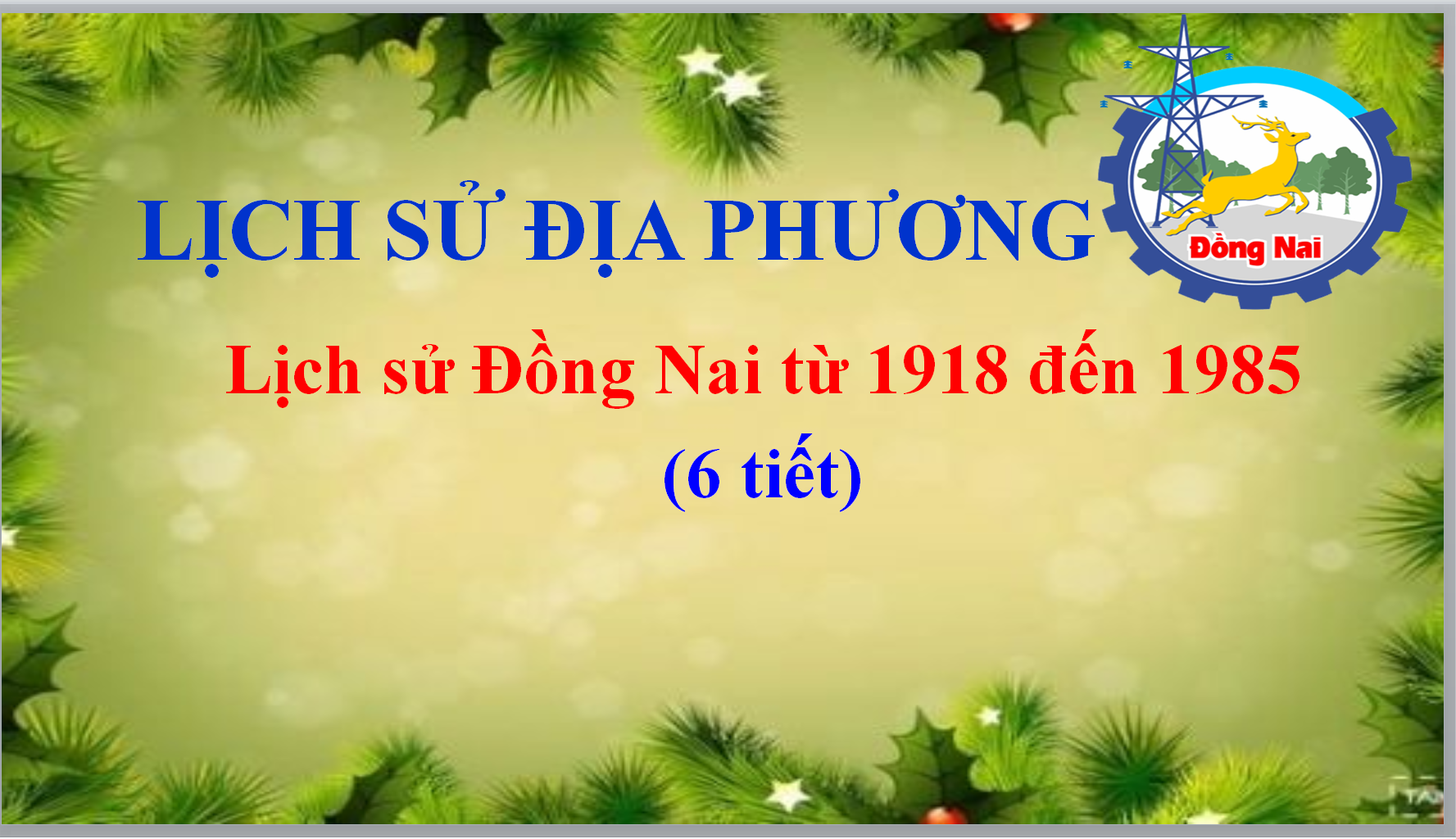 POWERPOINT GIÁO ÁN LỊCH SỬ ĐỒNG NAI LỚP 9 NĂM 2024-2025 Lịch sử Đồng Nai từ 1918 đến 1985
(6 tiết)