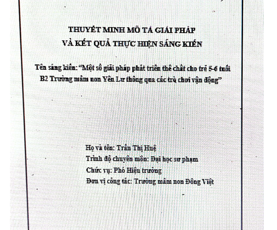 SCAN Một số giải pháp giúp trẻ mẫu giáo lớn 5-6 tuổi lớp A3 trường Mầm
non phát huy tính tích cực và chủ động thông qua trò chơi vận động* NĂM 2024