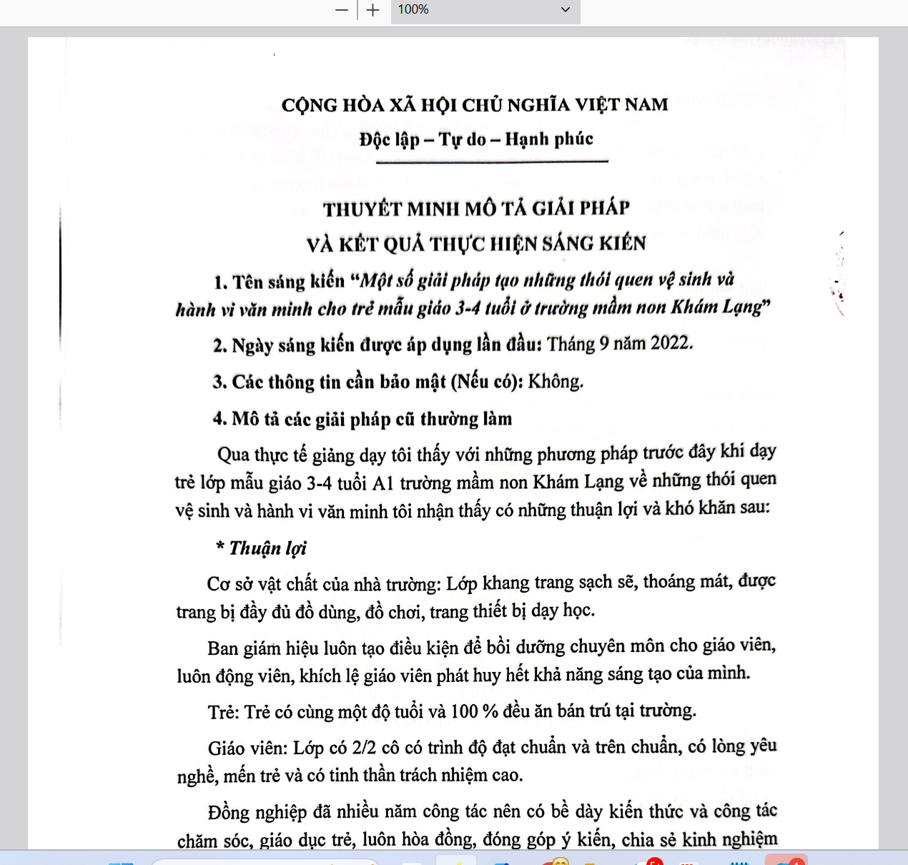 SCAN FILE Một số giải pháp rèn thói quen vệ sinh cho trẻ mẫu giáo 5-6 tuổi TẠI TRƯỜNG MẦM NON NĂM 2022-2023 * KHÔNG CÓ TRÊN MẠNG