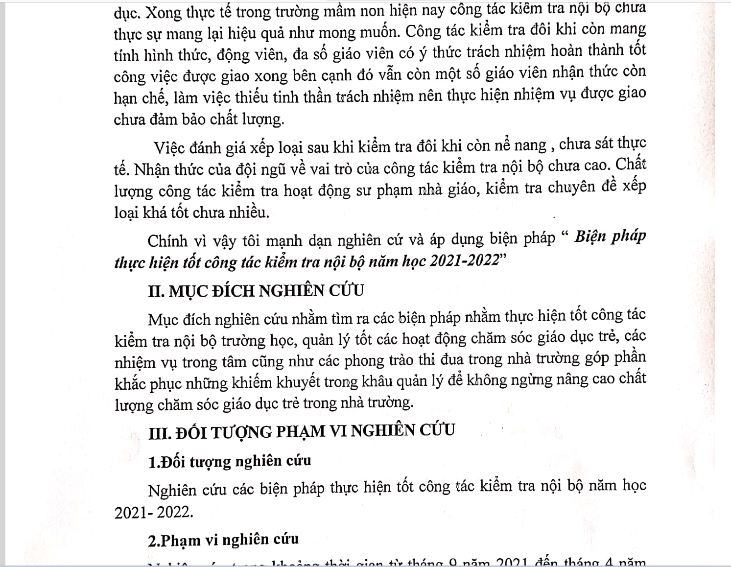 SCAN FILE BIỆN PHÁP THỰC HIỆN TỐT CÔNG TÁC KIỂM TRA NỘI BỘ TRƯỜNG MẦM NON NĂM 2021-2022 DÀNH CHO HIỆU TRƯỜNG * KHÔNG CÓ TRÊN MẠNG