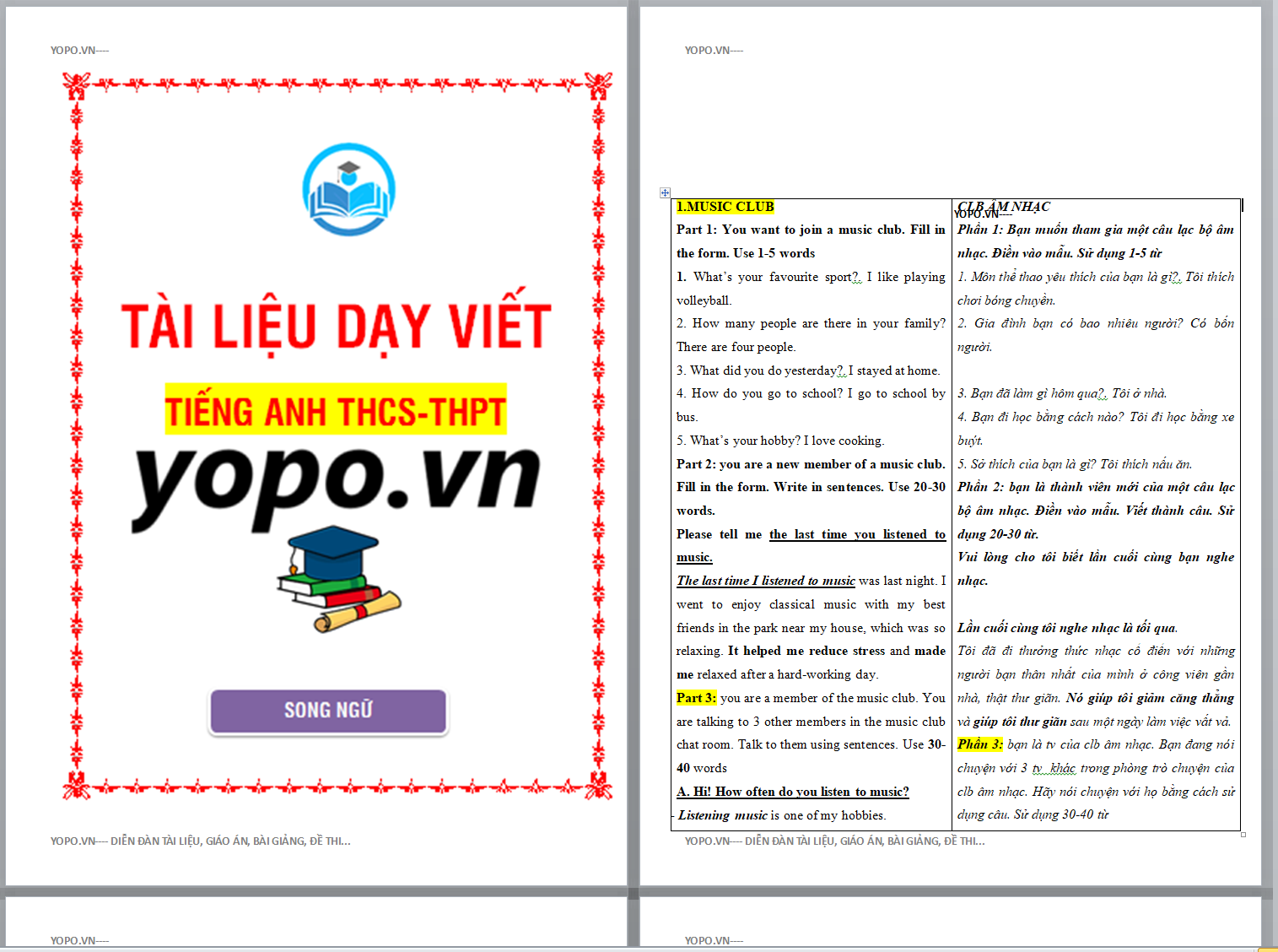 TÀI LIỆU CHUYÊN ĐỀ Luyện kỹ năng viết tiếng anh trung học phổ thông * THCS VÀ THPT CHƯƠNG TRÌNH MỚI