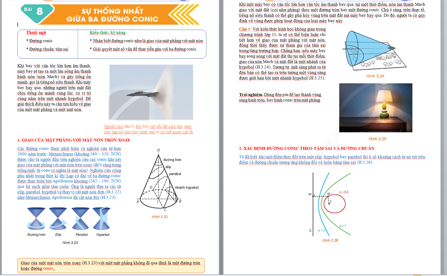 WORD + POWERPOINT GIÁO ÁN Chuyên đề Toán 10 Kết nối tri thức Bài 8: Sự thống nhất giữa ba đường conic