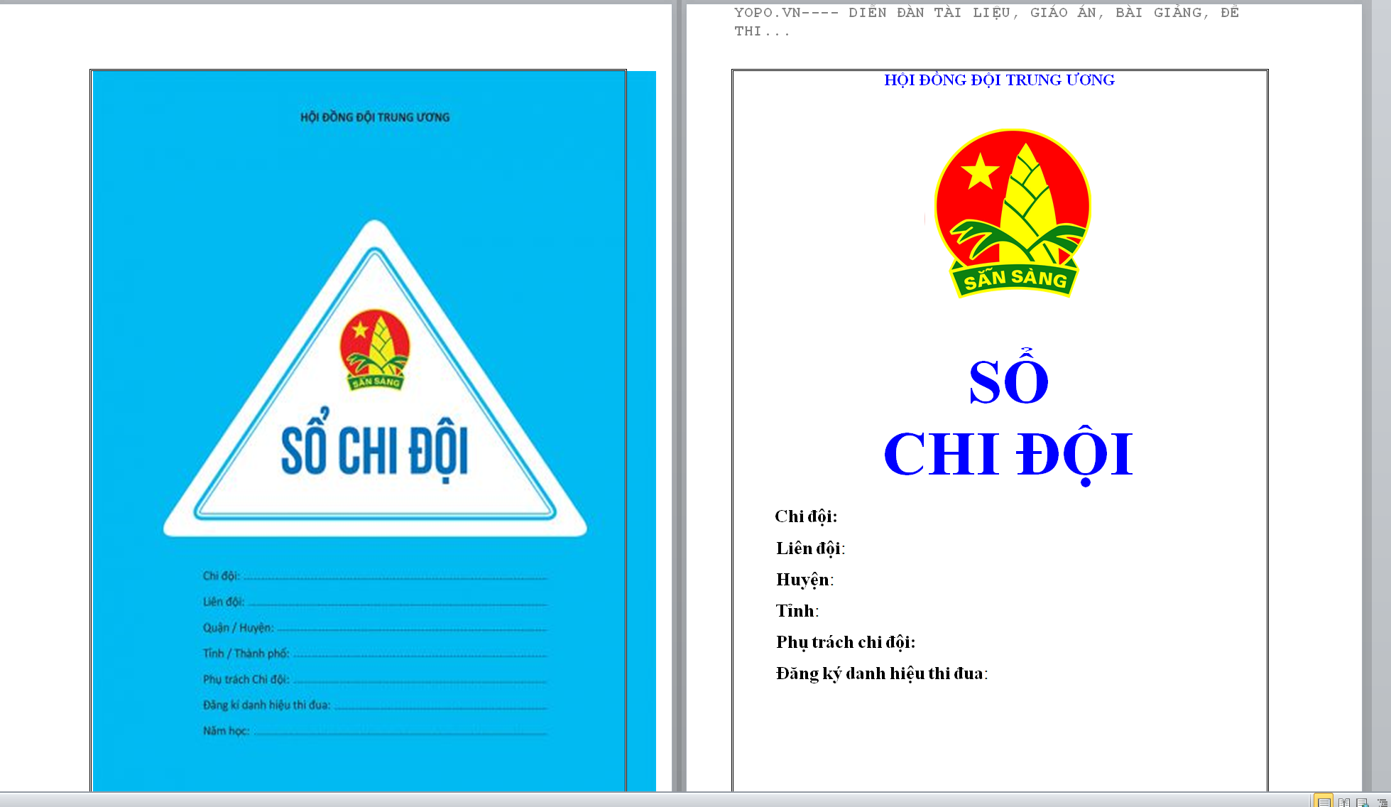 TẢI Sổ chi đội trường tiểu học NĂM 2024-2025