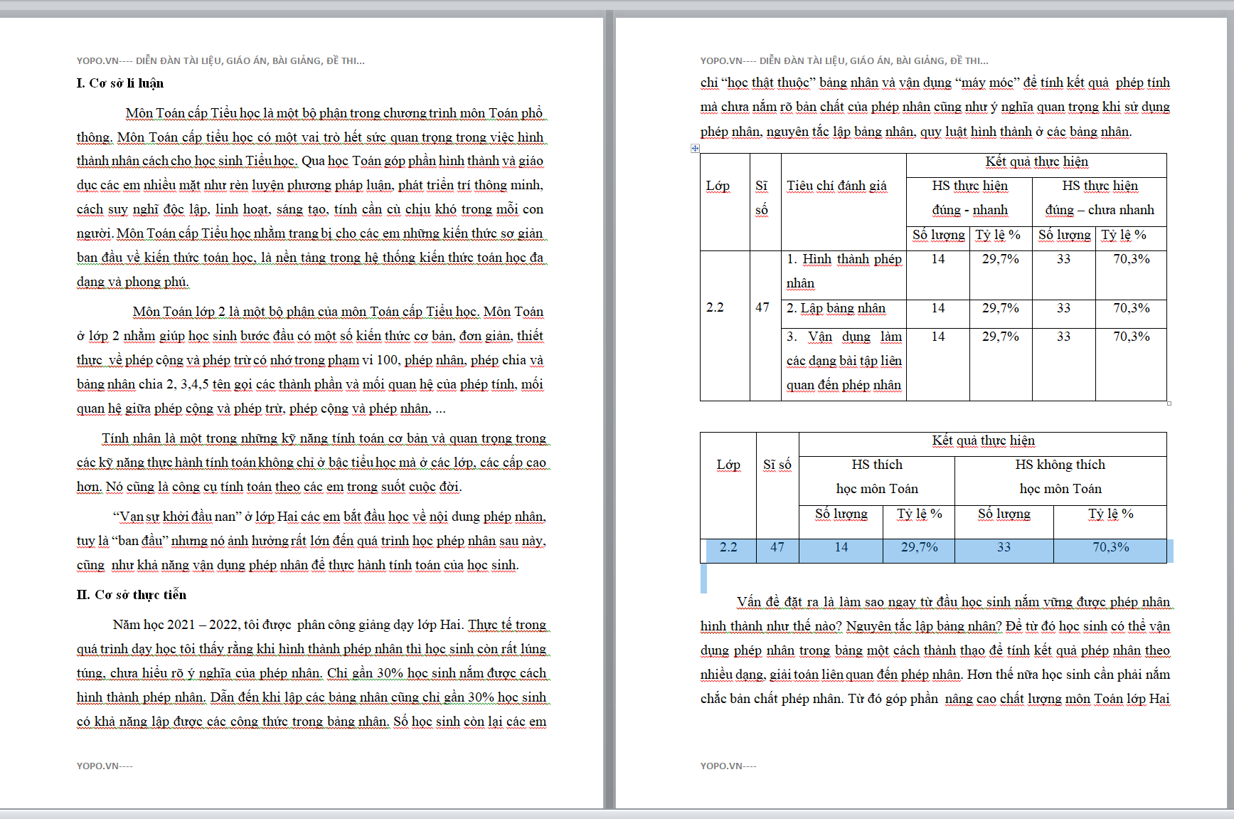 WORD Biện pháp giúp học sinh hình thành bảng nhân và nắm vững bản chất phép nhân LỚP 2 NĂM 2021-2022