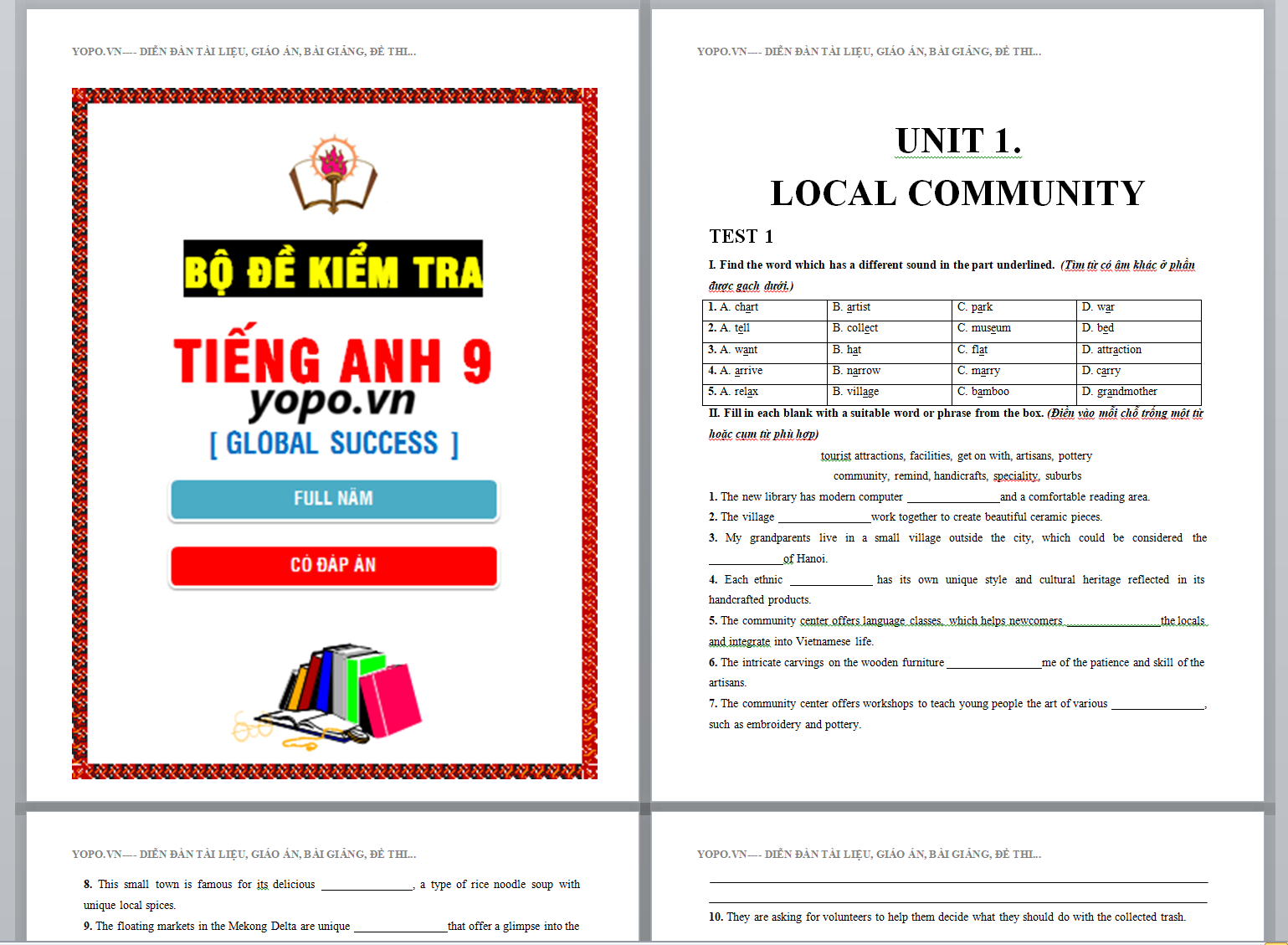 TUYỂN TẬP Bộ đề kiểm tra tiếng anh lớp 9 global success CẢ NĂM FORM 2024-2025 CÓ KEY