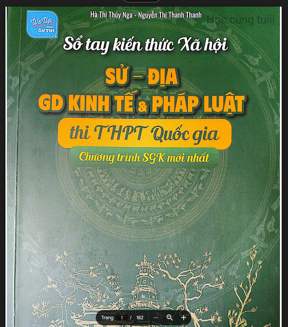 SÁCH Sổ tay kiến thức Xã hội: Sử - Địa - GDKT&PL ÔN THI TỐT NGHIỆP THPT LINK DRIVE