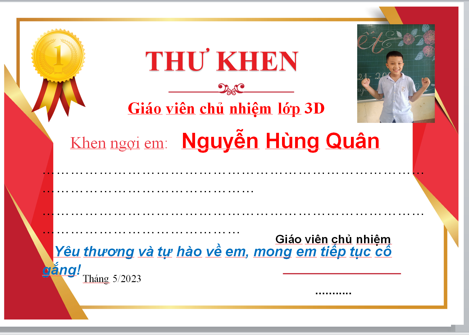 POWERPOINT Mẫu thư khen học sinh tiểu học cuối năm ĐẸP, CHUẨN