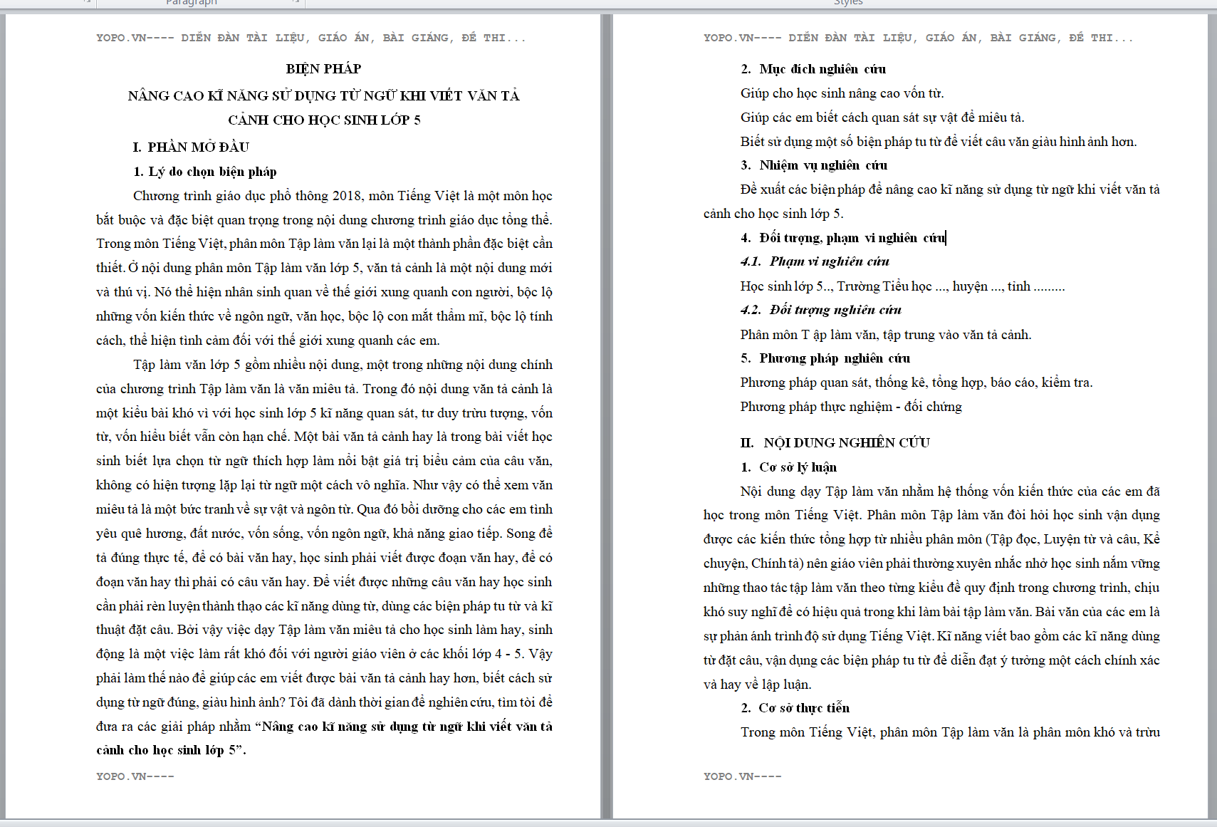 WORD BIỆN PHÁP NÂNG CAO KĨ NĂNG SỬ DỤNG TỪ NGỮ KHI VIẾT VĂN TẢ CẢNH CHO HỌC SINH LỚP 5 NĂM 2023-2024 CHƯƠNG TRÌNH GDPT 2018