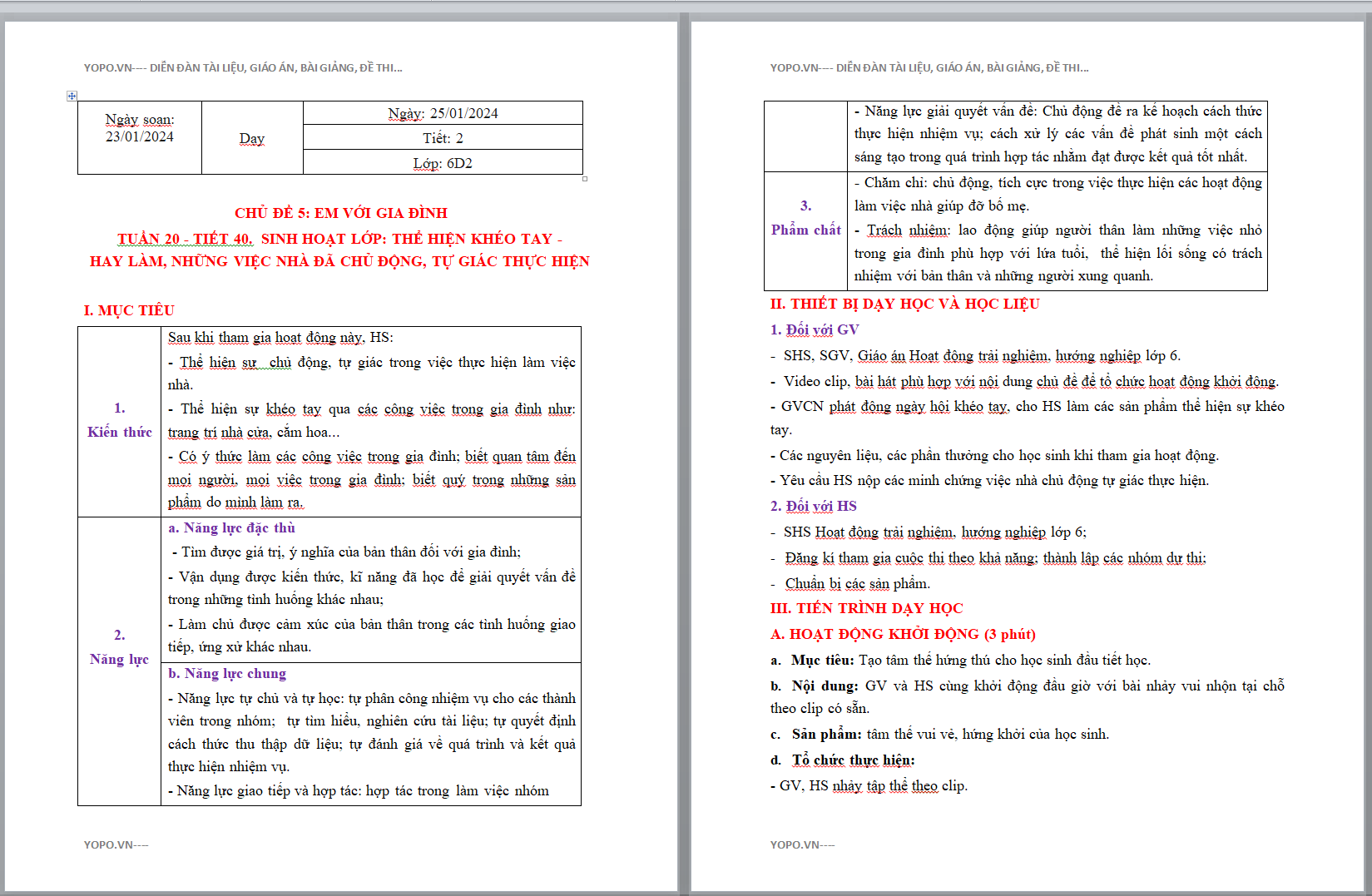 WORD+PPT GIÁO ÁN HĐTN 6 KNTT CHỦ ĐỀ 5: EM VỚI GIA ĐÌNH,TIẾT 40. SINH HOẠT LỚP:THỂ HIỆN KHÉO TAY-HAY LÀM NHỮNG VIỆC NHÀ ĐÃ CHỦ ĐỘNG TỰ GIÁC THỰC HIỆN