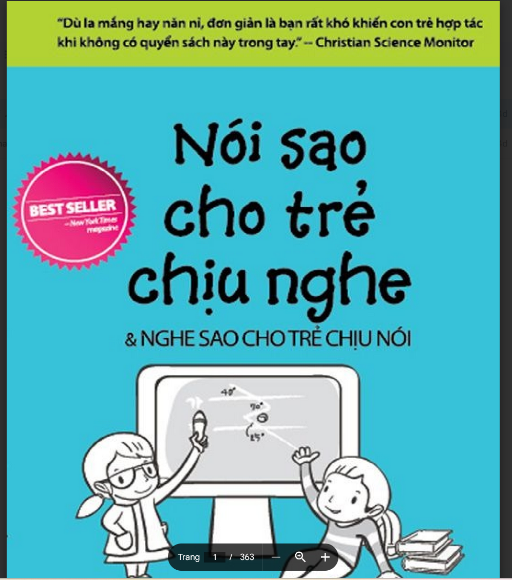 2 EBOOK Sách tâm lý học trẻ em lứa tuổi mầm non ** Nói sao để trẻ chịu nghe, Nói sao để trẻ chịu học ở trường và ở nhà .LINK DRIVE