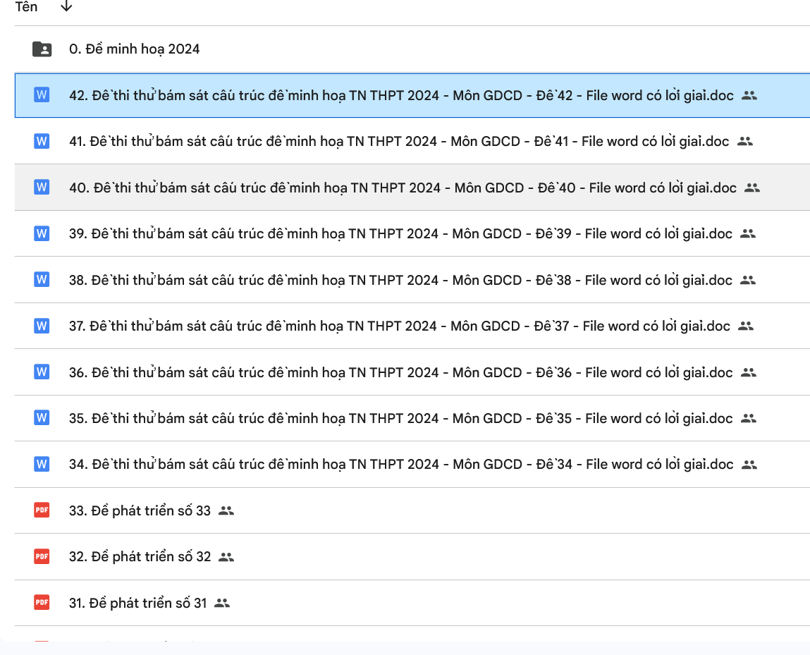 TUYỂN TẬP 42 Đề thi thử tốt nghiệp thpt 2024 môn gdcd PHÁT TRIỂN TỪ ĐỀ MINH HỌA CÓ ĐÁP ÁN FILE WORD LINK DRIVE