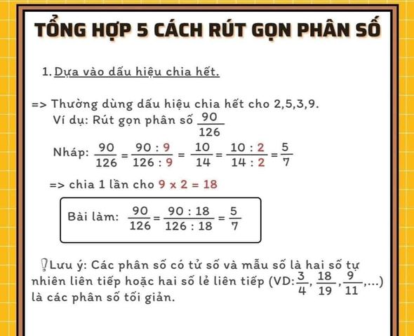 TỔNG HỢP 5 CÁCH Rút gọn phân số nâng cao lớp 4