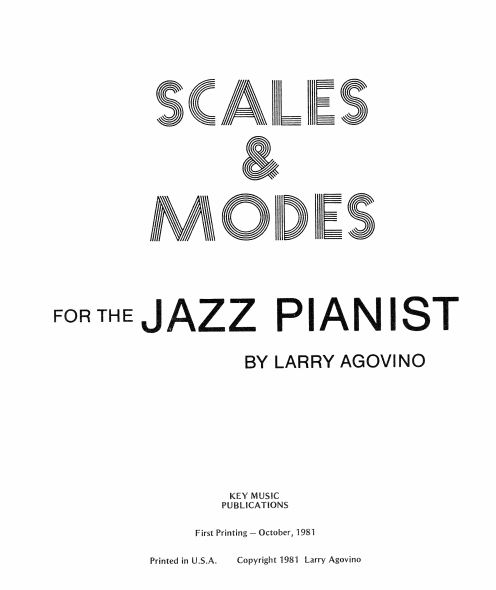 Scales and modes for the jazz pianist pdf ❤️ Sách học nhạc Jazz, Sách học Âm giai và Điệu thức jazz